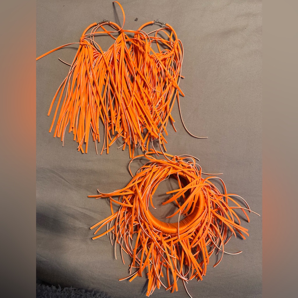 Sassy Jones Vibrant Orange Fringe Earrings 80$